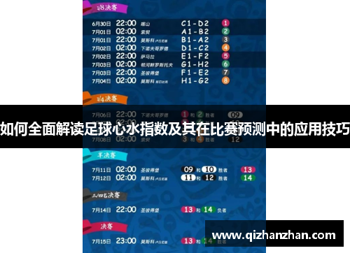 如何全面解读足球心水指数及其在比赛预测中的应用技巧